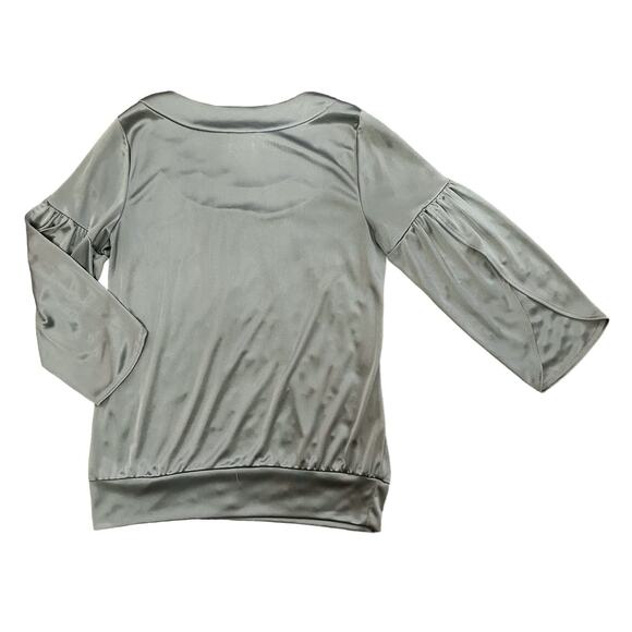 AGB Silver Satin Scoop Neck Blouse Womens Size S - Picture 10 of 10